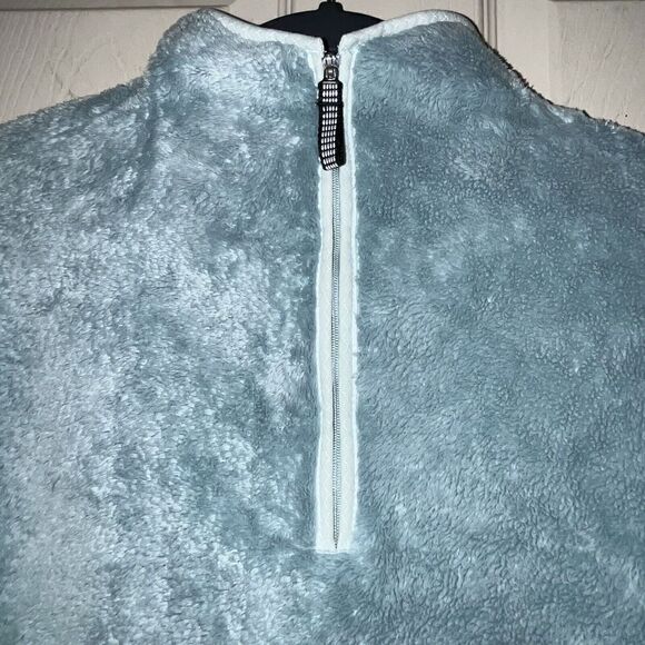 The North Face Women’s Sz S Teal Green Fleece Sherpa 1/4 Zip Pockets Mitten Hand - Picture 2 of 9
